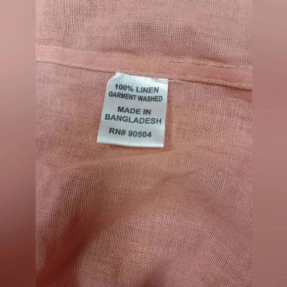 Natural Blue By Visitor NWT Button Up Pink 100% Linen Size Large - Picture 10 of 10